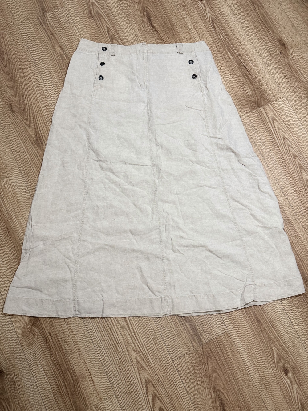 Carole Little Light Cream Maxi Skirt with Button Accents